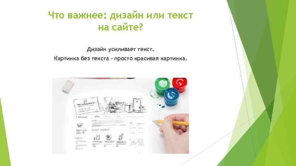 Что важнее: дизайн или текст на сайте? Дизайн усиливает текст. Картинка без текста –