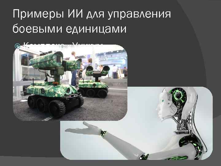 Примеры ИИ для управления боевыми единицами Комплекс «Уникум» 