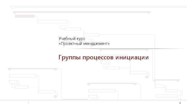 Учебный курс «Проектный менеджмент» Группы процессов инициации 2 