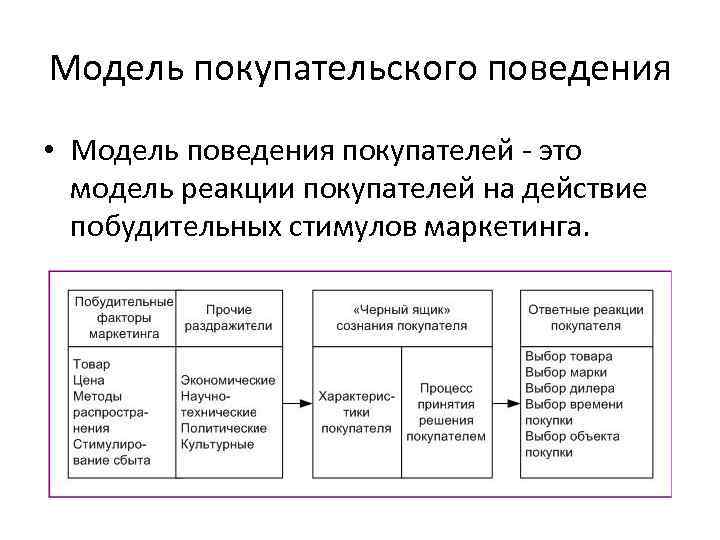 Модель поведения. Модель покупательского поведения. Математическая модель покупательского поведения.