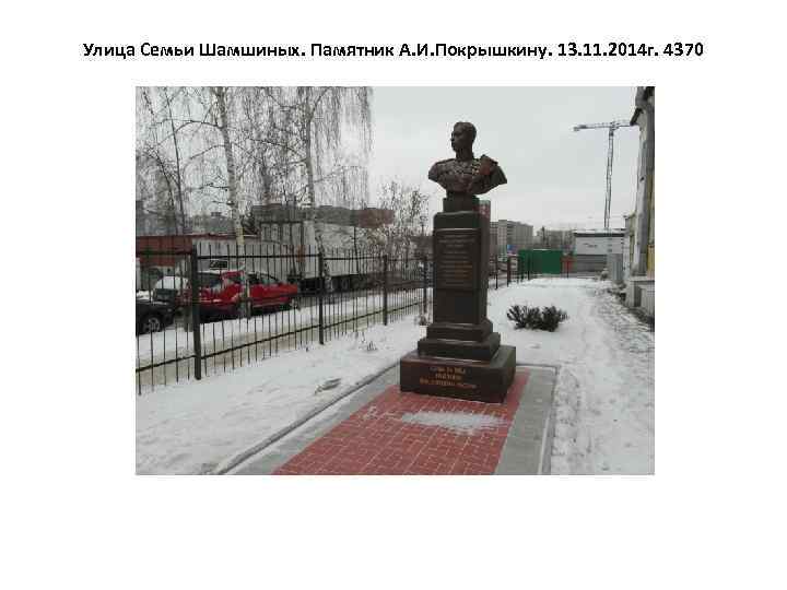 Улица Семьи Шамшиных. Памятник А. И. Покрышкину. 13. 11. 2014 г. 4370 