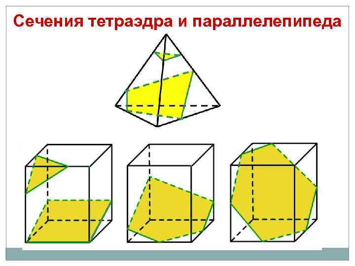 Сечения тетраэдра и параллелепипеда 