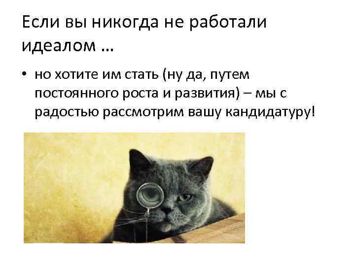 Если вы никогда не работали идеалом … • но хотите им стать (ну да,