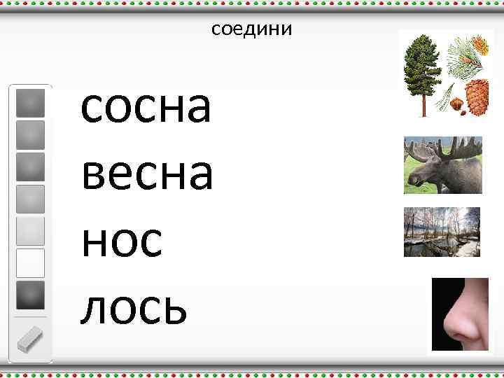 соедини сосна весна нос лось 