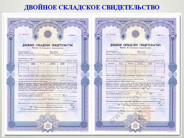 ДВОЙНОЕ СКЛАДСКОЕ СВИДЕТЕЛЬСТВО 