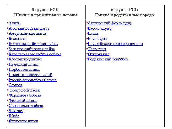 5 группа FCI: Шпицы и примитивные породы • Акита • Аляскинский маламут • Американская