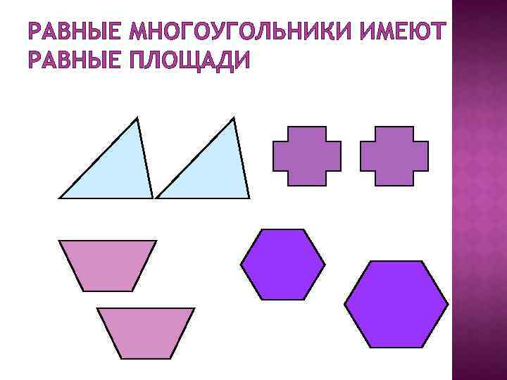 РАВНЫЕ МНОГОУГОЛЬНИКИ ИМЕЮТ РАВНЫЕ ПЛОЩАДИ 