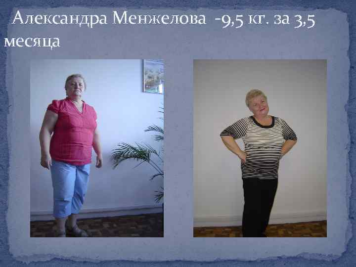 Александра Менжелова -9, 5 кг. за 3, 5 месяца 