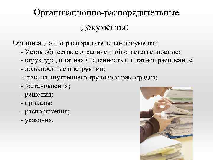 Роль организационных документов