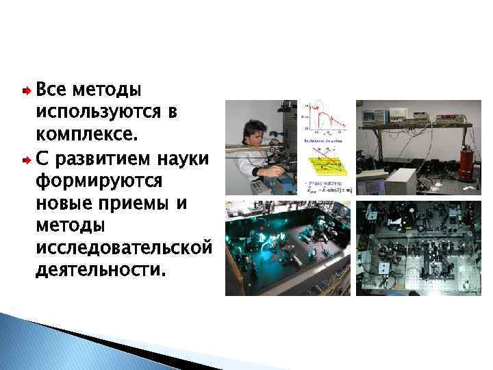 Все методы используются в комплексе. С развитием науки формируются новые приемы и методы исследовательской