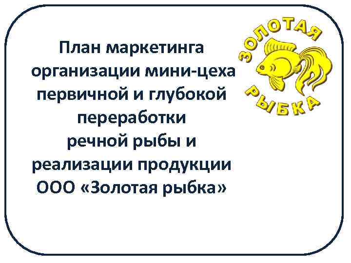 План маркетинга организации мини-цеха первичной и глубокой переработки речной рыбы и реализации продукции ООО