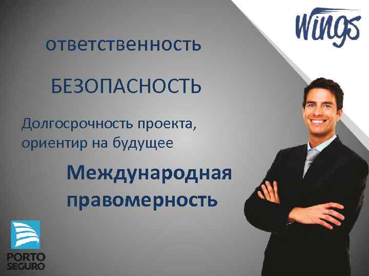 ответственность БЕЗОПАСНОСТЬ Долгосрочность проекта, ориентир на будущее Международная правомерность 