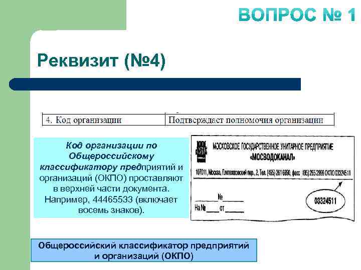 Код организации