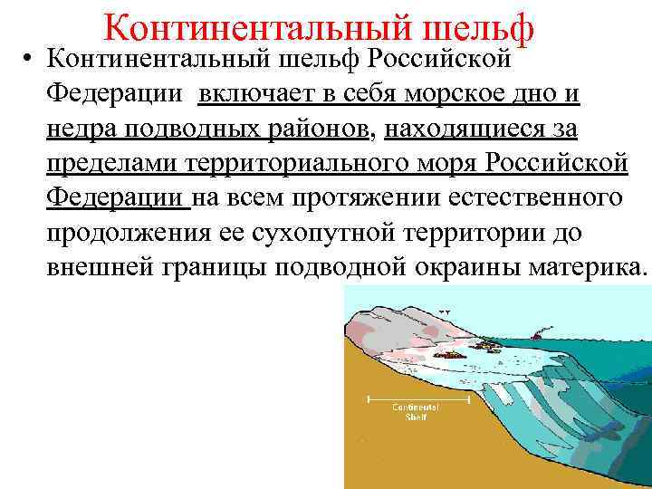 Континентальный шельф • Континентальный шельф Российской Федерации включает в себя морское дно и недра