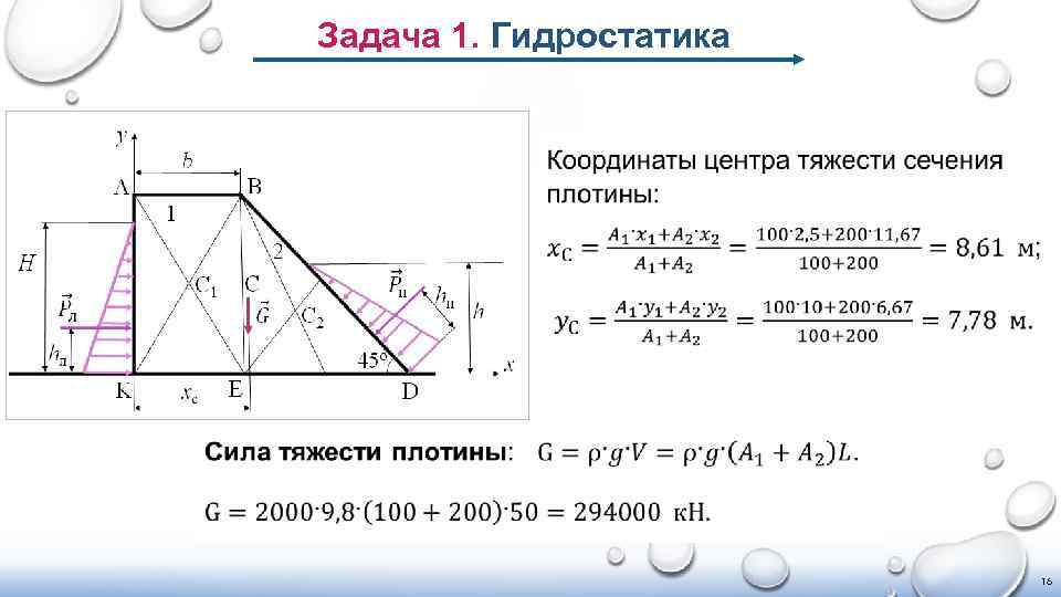 Задача 1. Гидростатика 16 