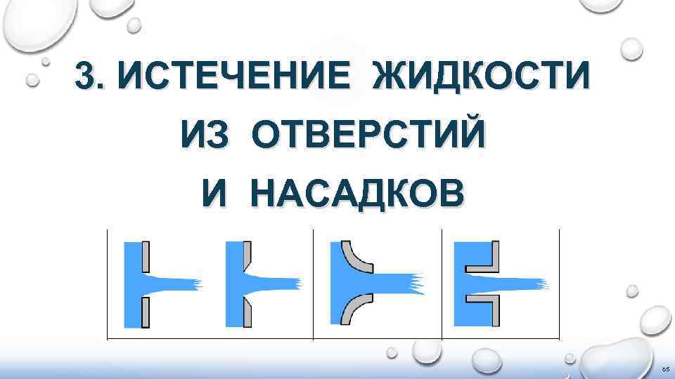 3. ИСТЕЧЕНИЕ ЖИДКОСТИ ИЗ ОТВЕРСТИЙ И НАСАДКОВ 65 