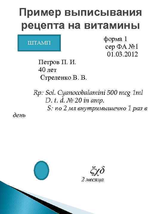 Как выписывают рецепт на лекарство образец