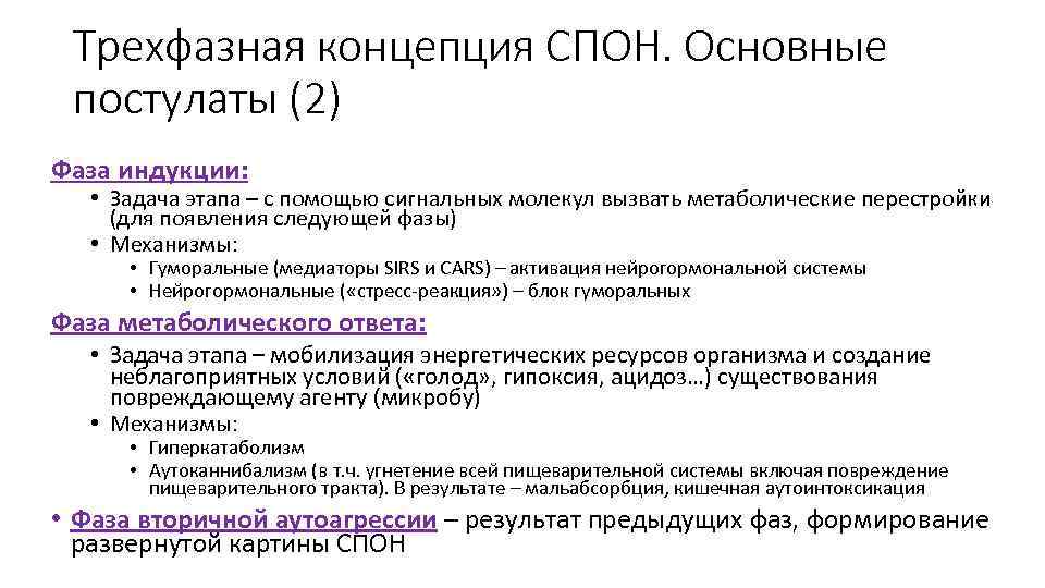 Трехфазная концепция СПОН. Основные постулаты (2) Фаза индукции: • Задача этапа – с помощью