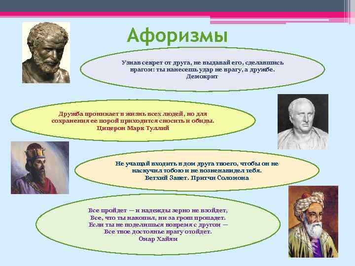 Афоризмы Узнав секрет от друга, не выдавай его, сделавшись врагом: ты нанесешь удар не