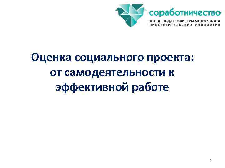 Оценка социального проекта: от самодеятельности к эффективной работе 1 