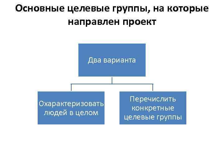 Целевые группы на которые направлен проект