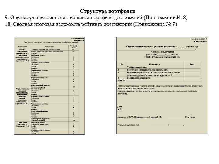 Портфолио достижений обучающегося образец