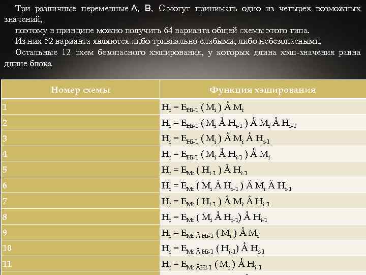 Три различные переменные А, В, С могут принимать одно из четырех возможных значений, поэтому