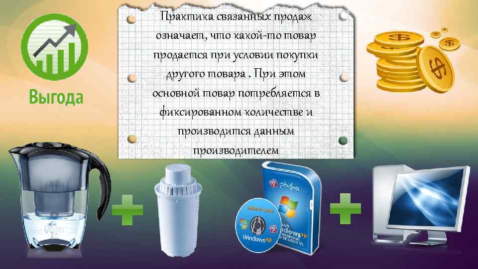 Практика связанных продаж означает, что какой-то товар продается при условии покупки другого товара. При