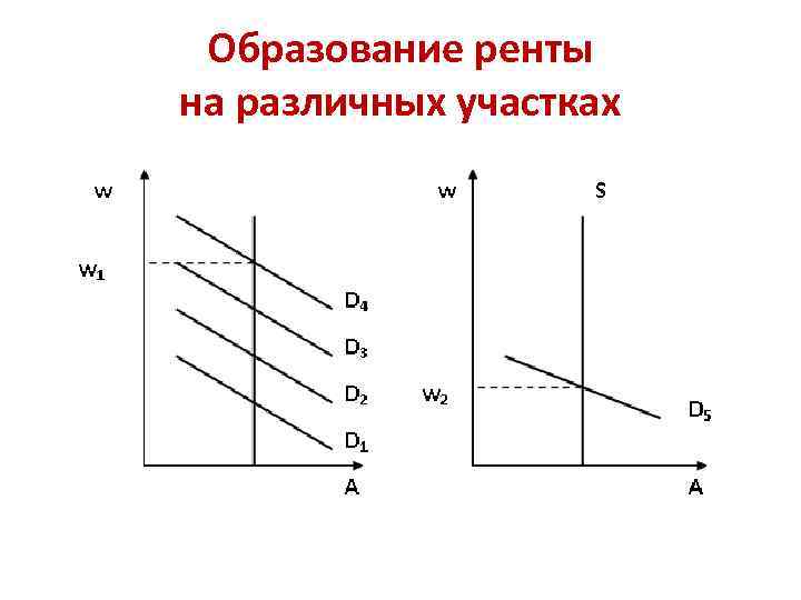 Образование ренты на различных участках 