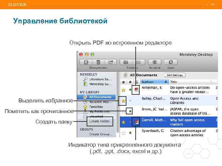 | 100 Управление библиотекой Открыть PDF во встроенном редакторе Выделить избранное Пометить как прочитанное