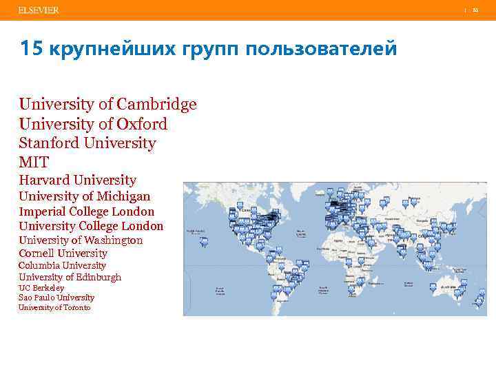 | 83 15 крупнейших групп пользователей University of Cambridge University of Oxford Stanford University