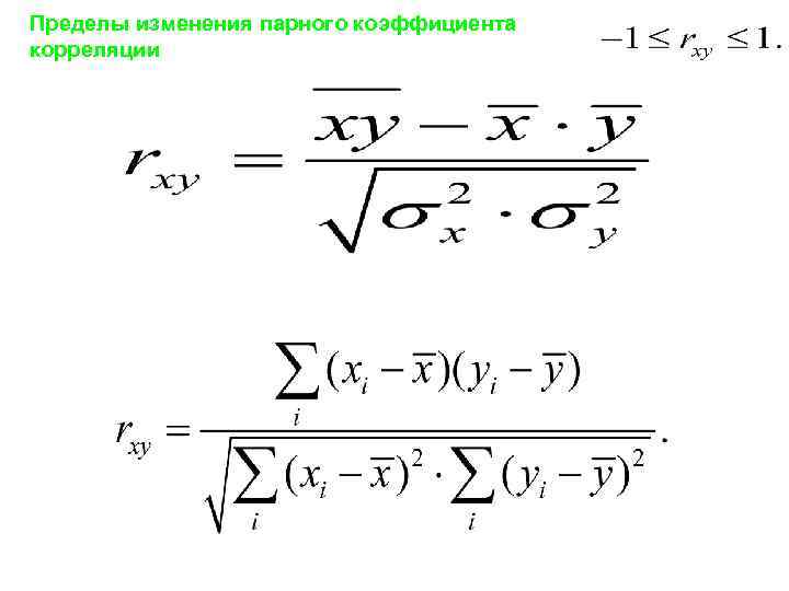 Пределы изменения парного коэффициента корреляции или 25 