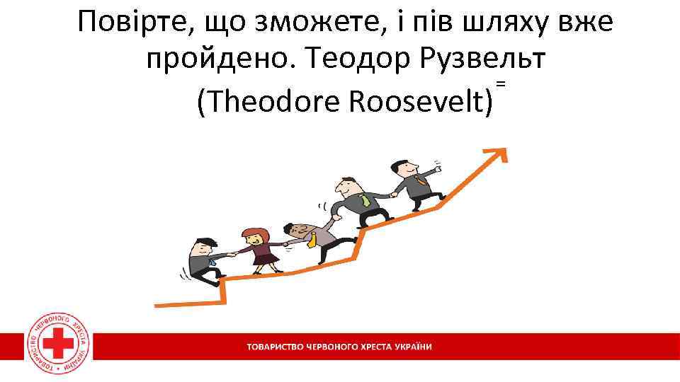 Повірте, що зможете, і пів шляху вже пройдено. Теодор Рузвельт = (Theodore Roosevelt) 