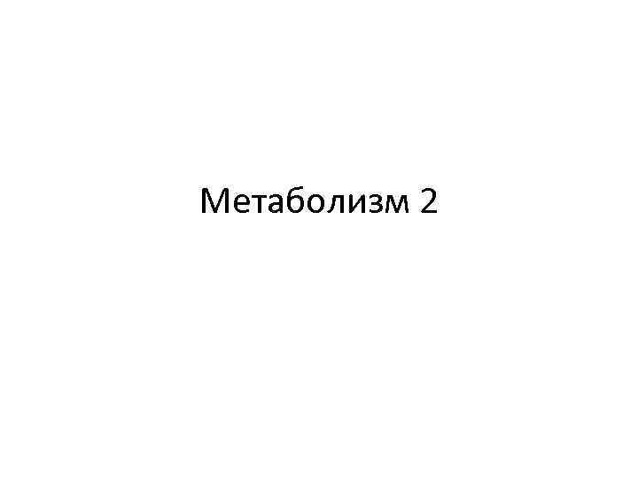 Метаболизм 2 