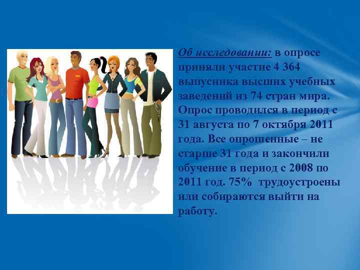 Об исследовании: в опросе приняли участие 4 364 выпусника высших учебных заведений из 74