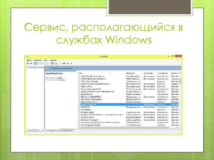 Сервис, располагающийся в службах Windows 