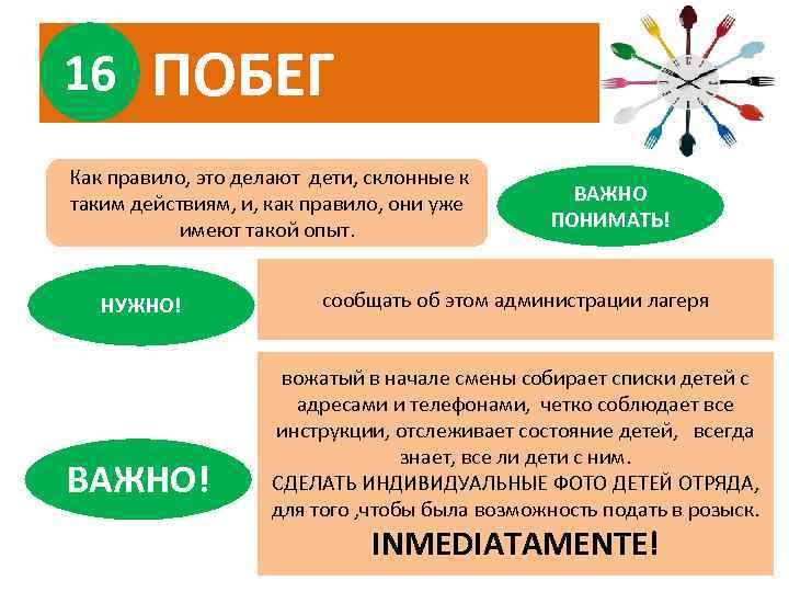 16 ПОБЕГ Как правило, это делают дети, склонные к таким действиям, и, как правило,