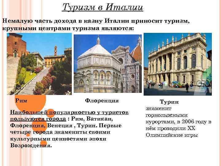 Крупнейшие центры туризма