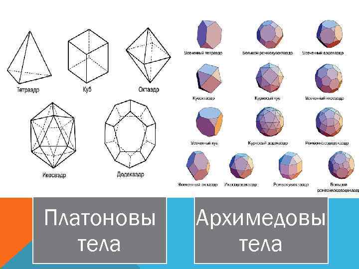 Платоновы тела Архимедовы тела 