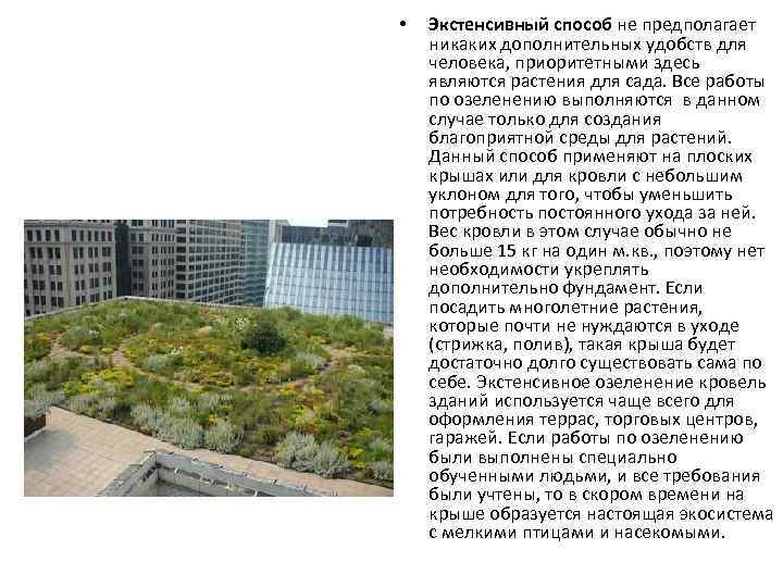  • Экстенсивный способ не предполагает никаких дополнительных удобств для человека, приоритетными здесь являются