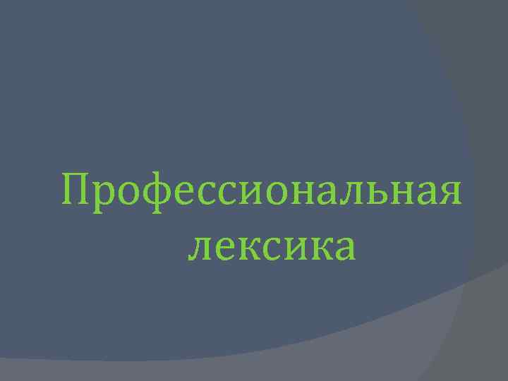 Профессиональная лексика 