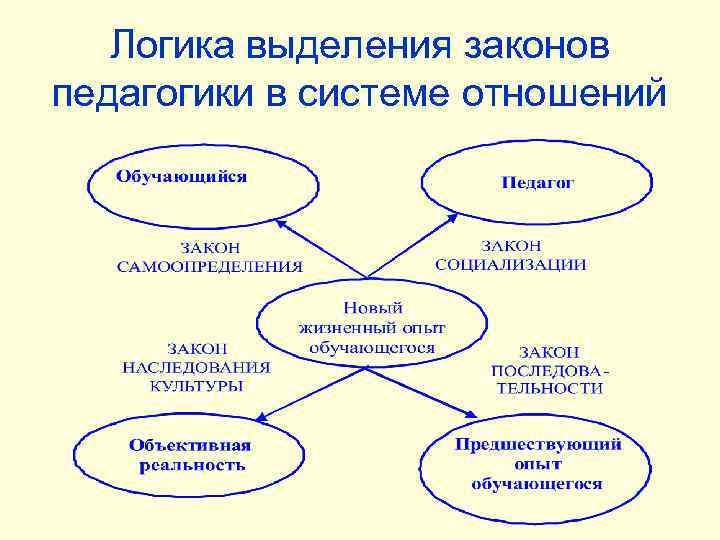 Логика выделения законов педагогики в системе отношений 