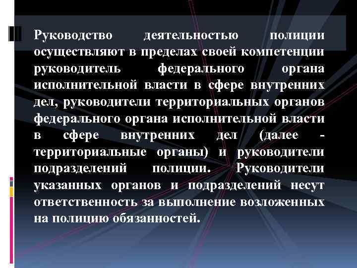 Основные направления деятельности полиции