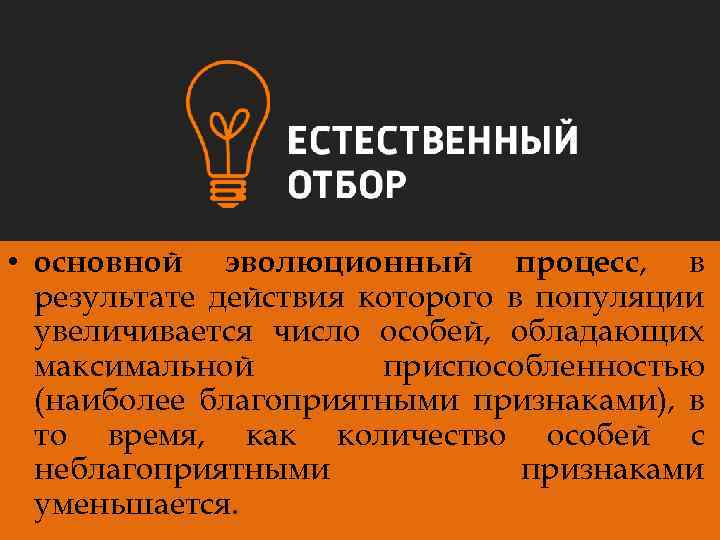  • основной эволюционный процесс, в результате действия которого в популяции увеличивается число особей,