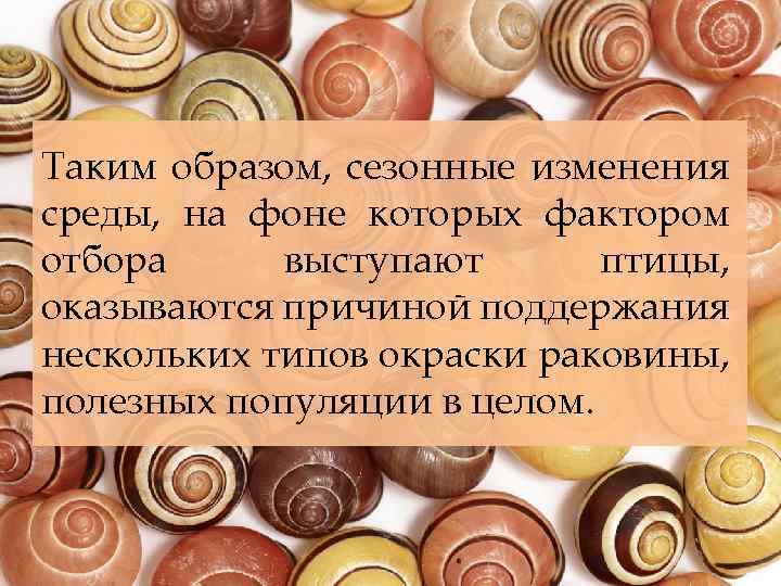 Таким образом, сезонные изменения среды, на фоне которых фактором отбора выступают птицы, оказываются причиной