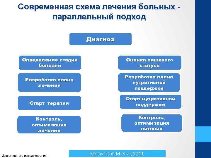 Современная схема лечения больных параллельный подход Диагноз Определение стадии болезни Оценка пищевого статуса Разработка