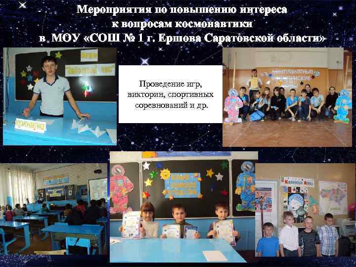 Мероприятия по повышению интереса к вопросам космонавтики в МОУ «СОШ № 1 г. Ершова