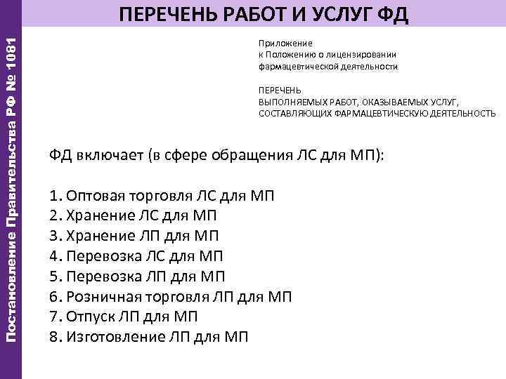 Перечень деятельности работа. Перечень работ и услуг, составляющих фармацевтическую. Перечень работ и услуг, составляющих фармацевтическую схема. Постановление правительства РФ 1081 основные положения. Приложение к положению перечень ИТРК.