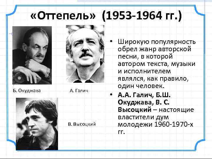 Оттепель в духовной жизни презентация 11 класс