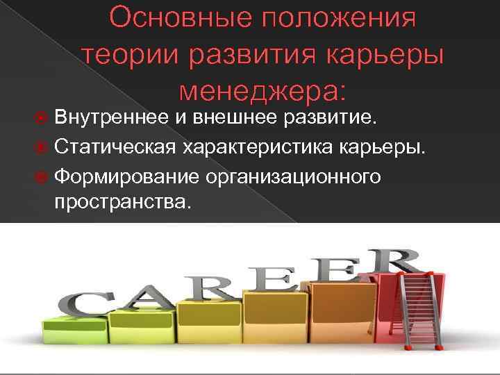 Внешнее развитие. Теории карьеры. Основные карьерные теории. Внутренняя характеристика карьеры. Теории о карьере.